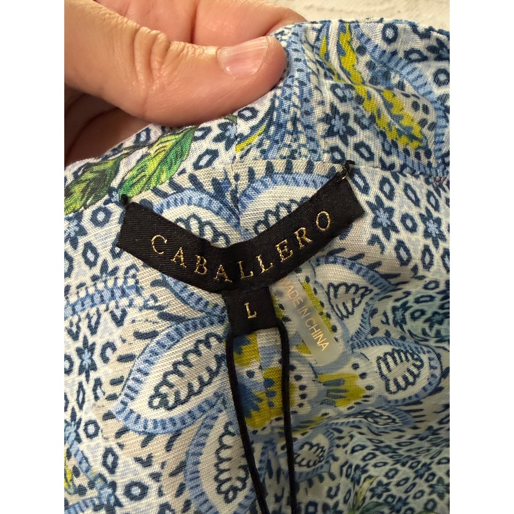 Caballero Kinsley Blazer Balinese Floral Linen Blend Open Front Jacket CA5048 L - Picture 6 of 7